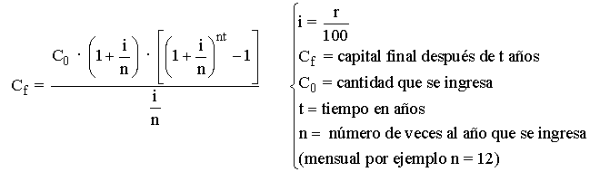 formula de distintos perodos de capitalizacin