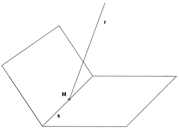 planos y recta que la atraviesa en la recta interseccin de los dos planos
