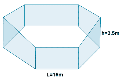 volumen piscina prisma hexagonal