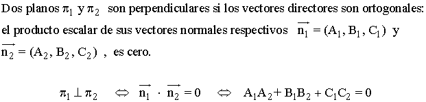 fórmulas planos perpendiculares