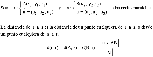 fórmula distancia entre rectas paralelas