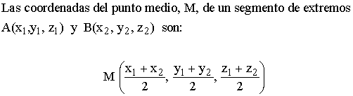 fórmula punto medio de un segmento