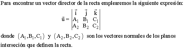fórmula vector director de una recta