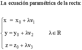 fórmula ecuación paramétrica de una recta