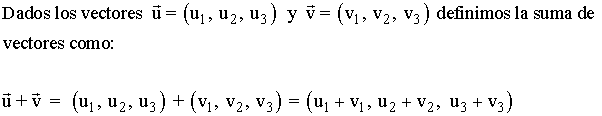 fórmula suma vectores espacio