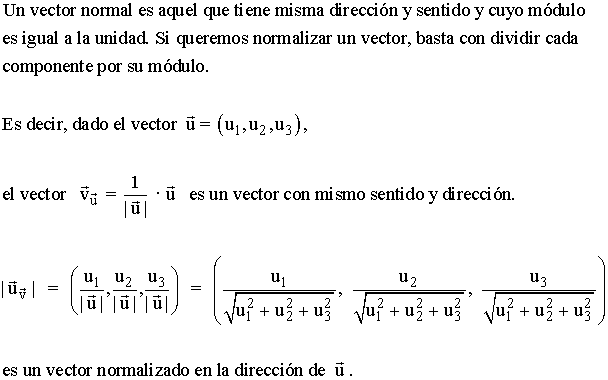fórmula normalizar un vector