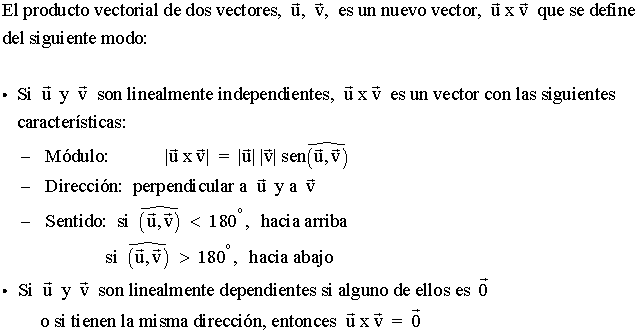 fórmula producto vectorial espacio