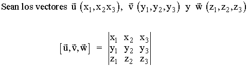 fórmula producto mixto tres vectores espacio
