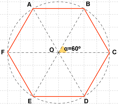 angulo vectores hexagono
