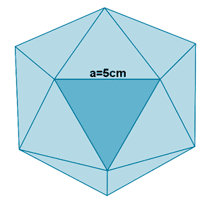 area y volumen icosaedro