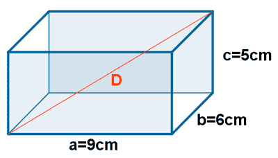 calcular diagonal de un ortoedro