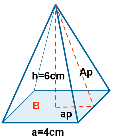 calcular volumen piramide base cuadrada o cuadrangular
