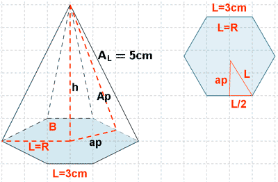 calcular volumen piramide base hexagonal