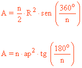 area de un poligono de n lados inscrito en una circunferencia